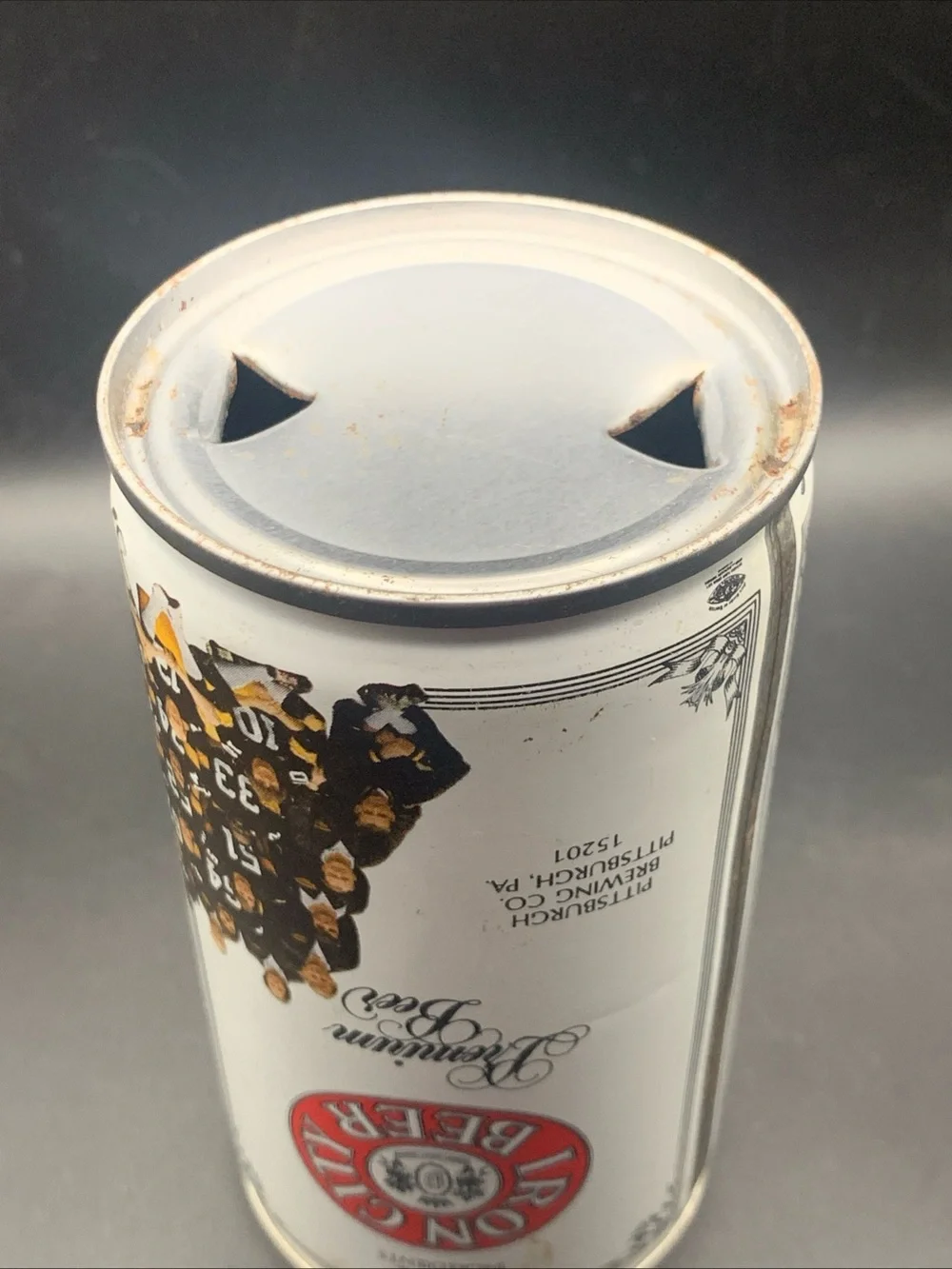 Vintage Beer Can Iron CIty Premium 1976 Pittsburgh Steelers Beer Pull Tab Empty